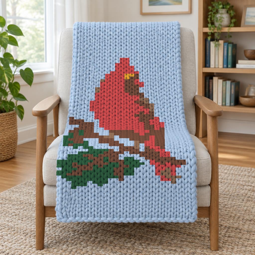 Cardinal illustrated blanket design preview