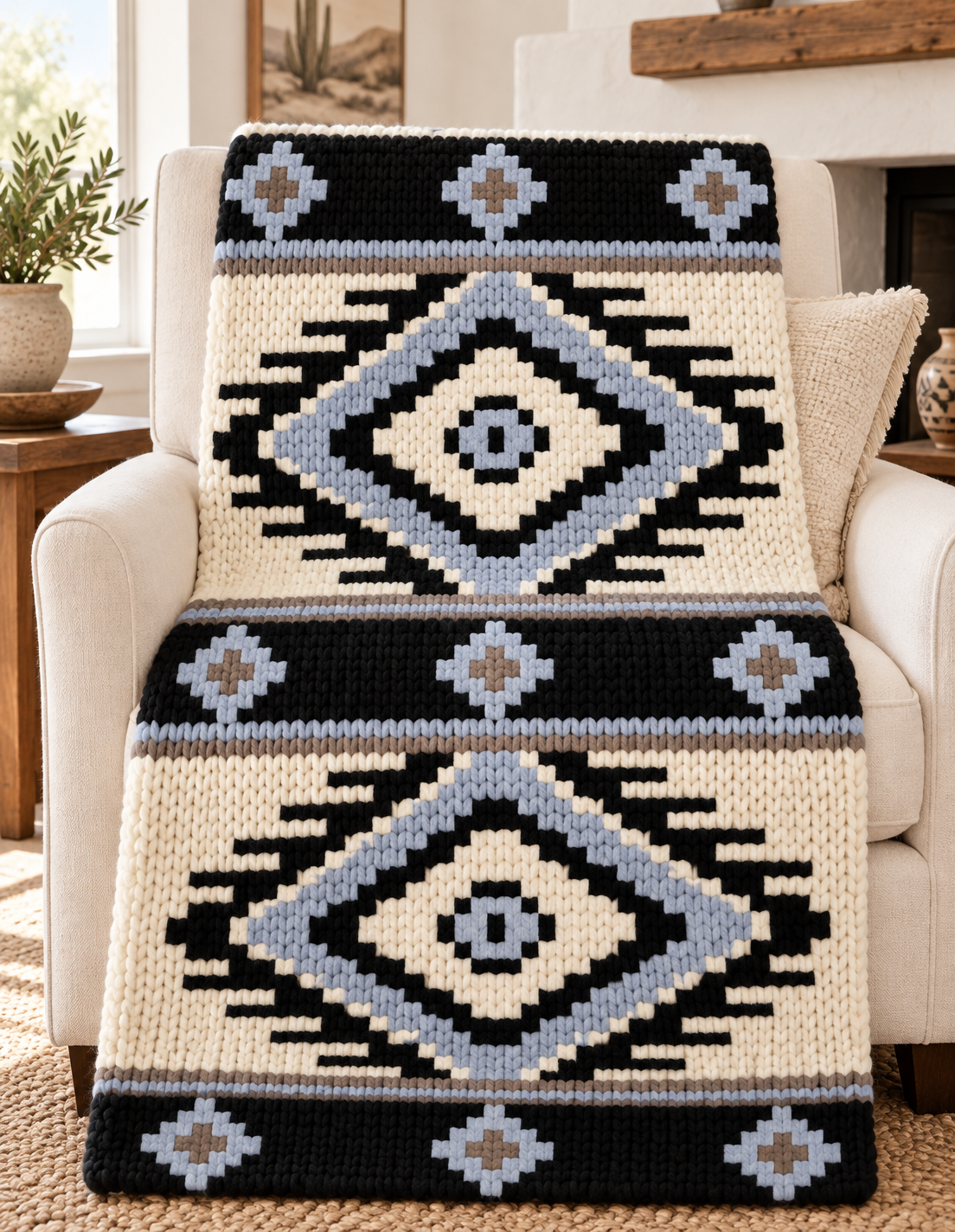 Desert Eye illustrated blanket design preview
