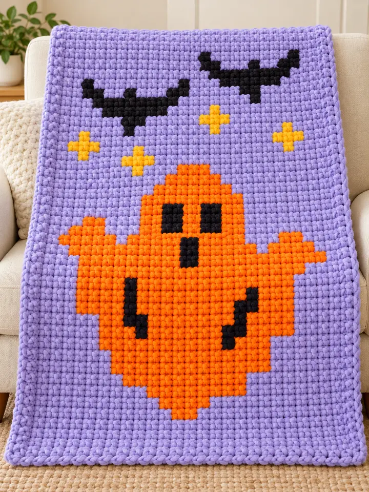 Boo & the Bats illustrated blanket design preview