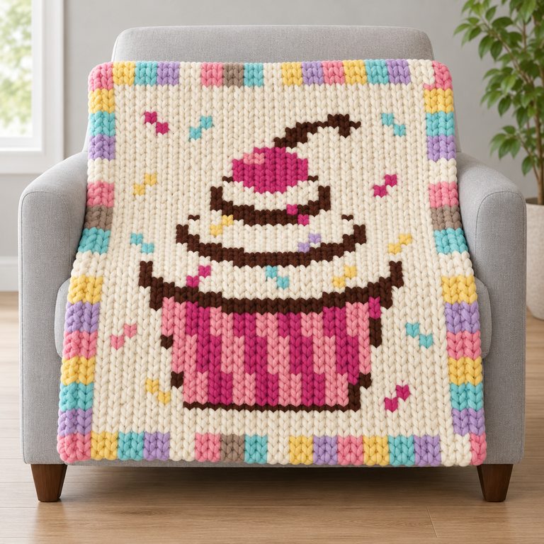 Cupcake illustrated blanket design preview