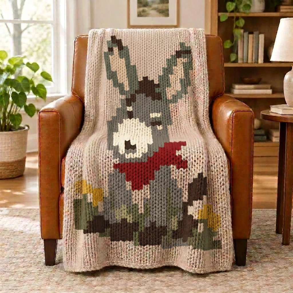 Donkey illustrated blanket design preview