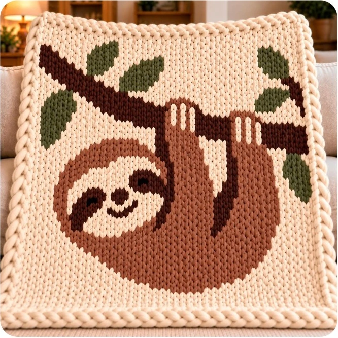 Hang in There illustrated blanket design preview