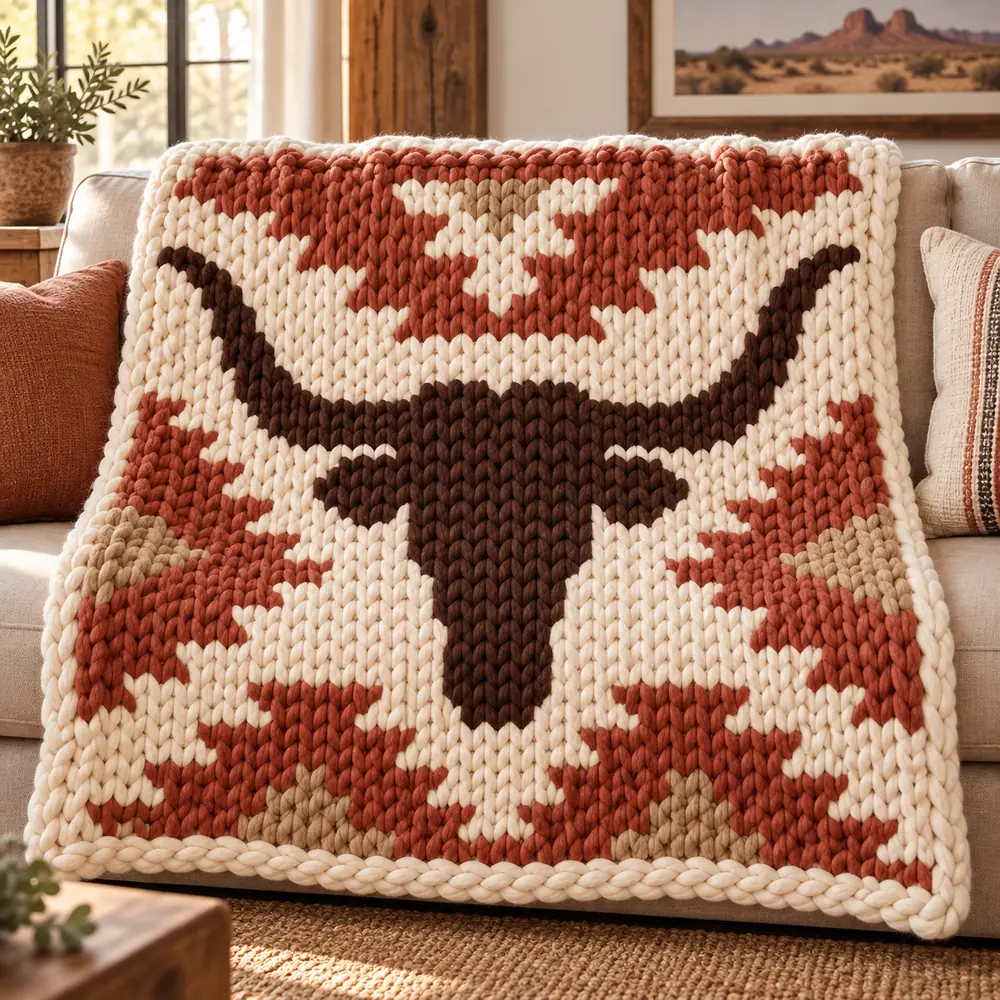 Longhorn illustrated blanket design preview