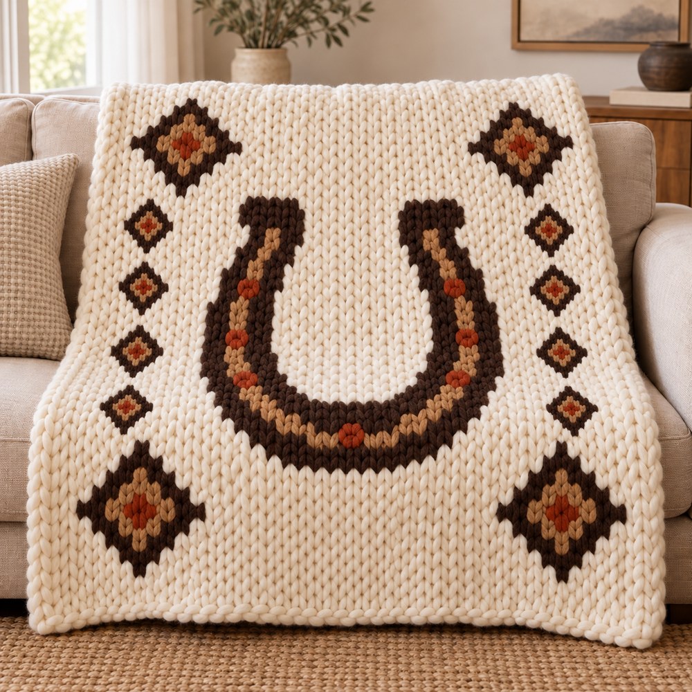 Lucky Horseshoe illustrated blanket design preview