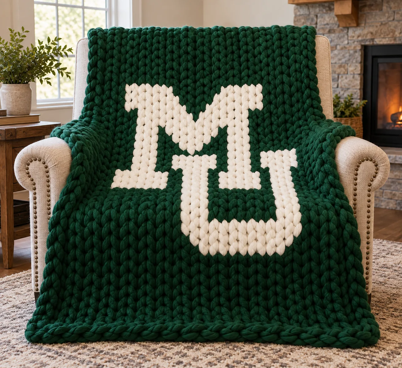 Marshall University MU illustrated blanket design preview