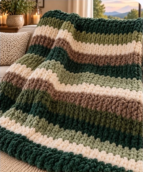 Rainforest Stripes illustrated blanket design preview
