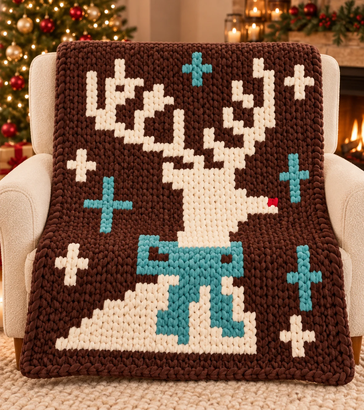 Starlight Reindeer illustrated blanket design preview