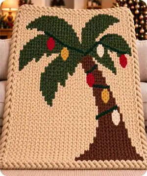 Tropical Christmas illustrated blanket design preview