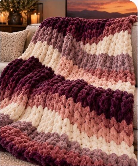 Velvet Sunset illustrated blanket design preview